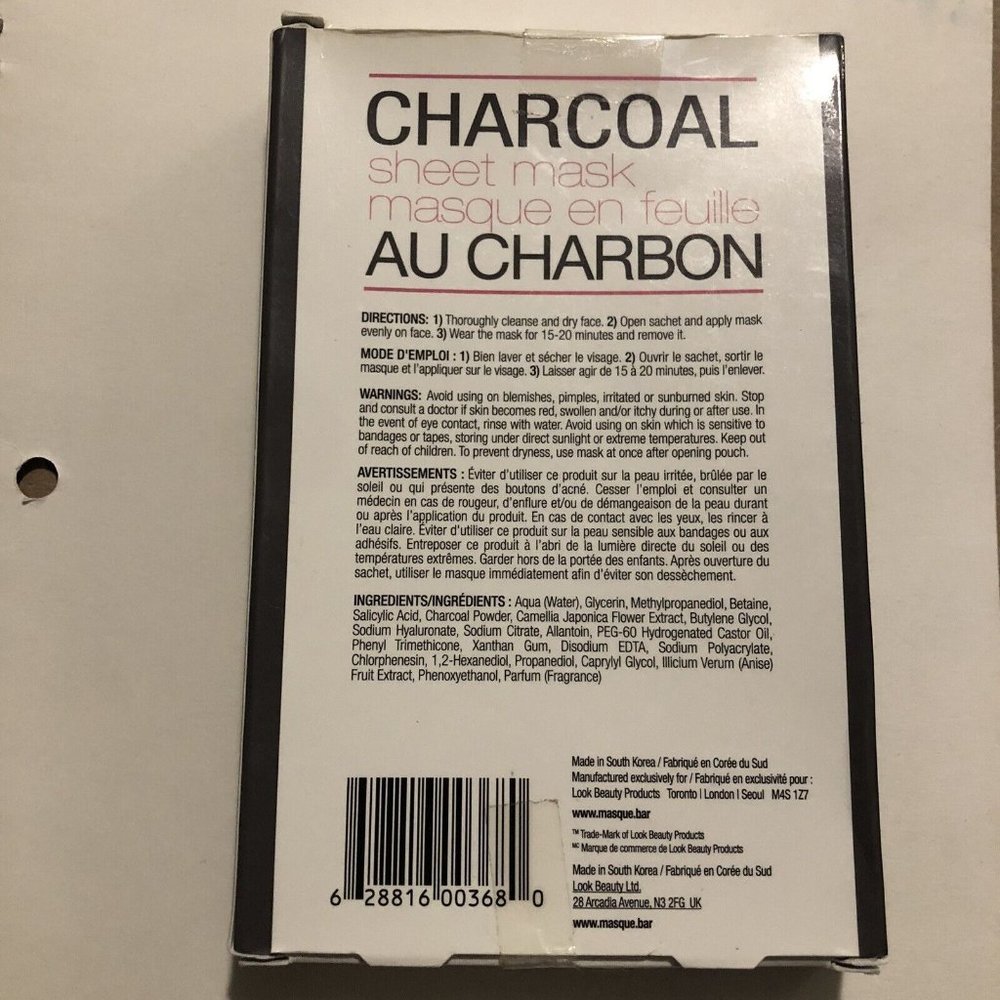 Masque BAR Charcoal Sheet Mask. Masks set of 3 - Picture 4 of 5